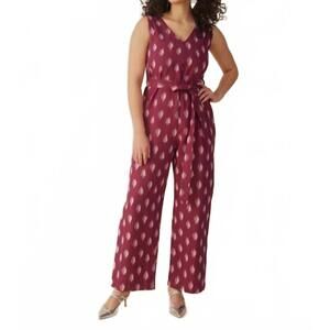 NEW MATA TRADERS jana sleeveless jumpsuit in garnet ikat
